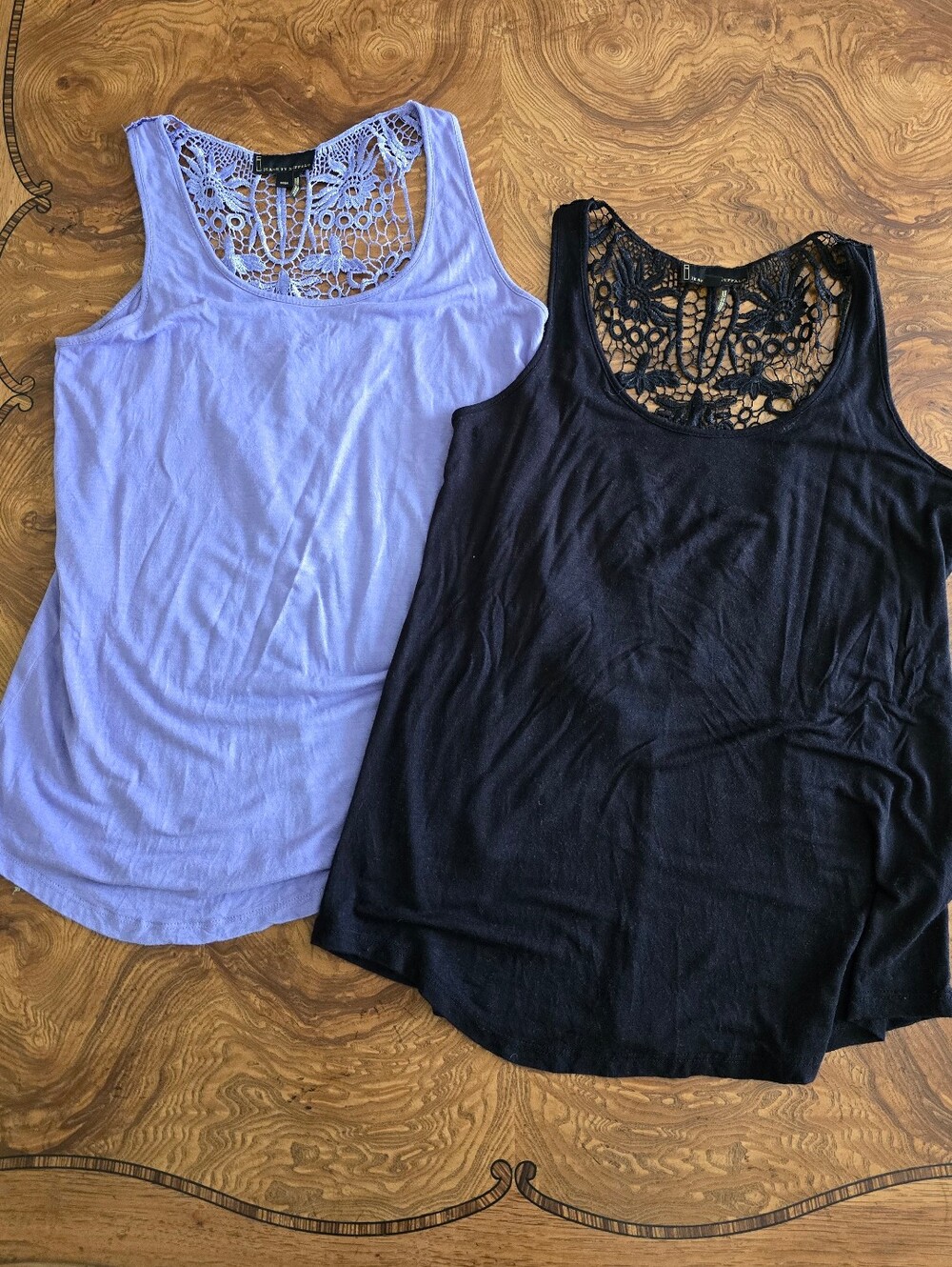 Jeans by Buffalo Women's Lace Back Tank Tops Size M Set of 2 Black and Lavender